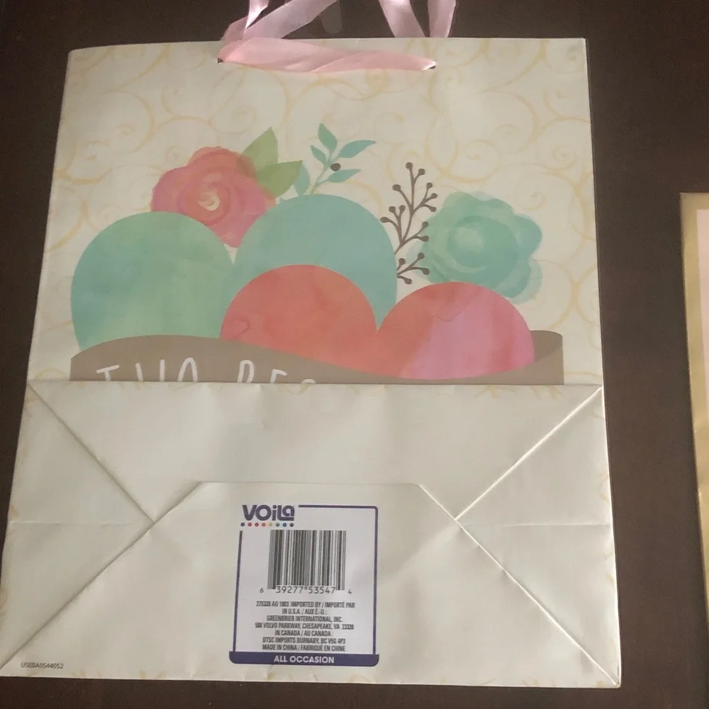 🎀❤️ Floral Heart & Cream Gift Bag Set